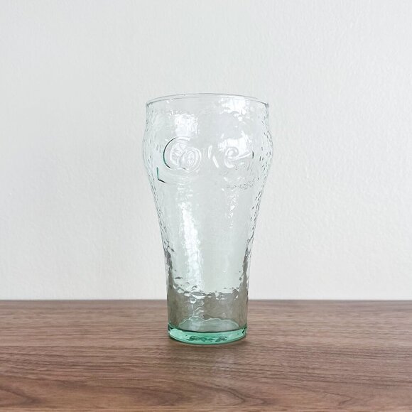 Textured Coca-Cola Drinking Glass with Embossed Logo – Green Tint - Picture 1 of 3